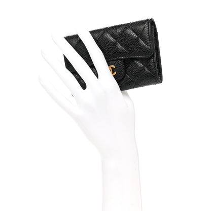 Chanel Caviar Quilted Flap Card Holder Wallet Black 2 of 9