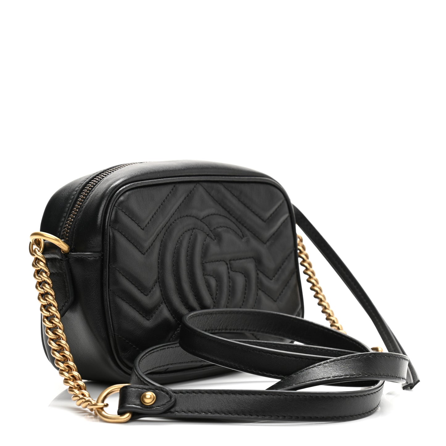 Calfskin Matelasse Mini GG Marmont Chain Shoulder Bag Black