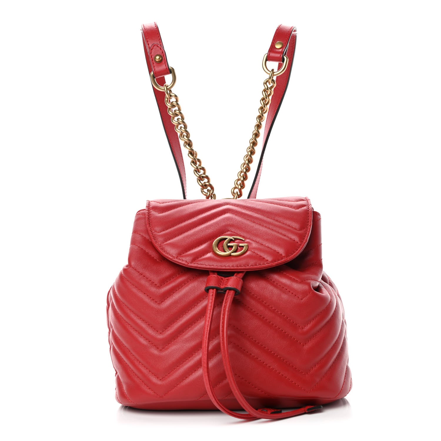 Gucci Calfskin Matelasse GG Marmont Flap Backpack Hibiscus Red 1 of 5