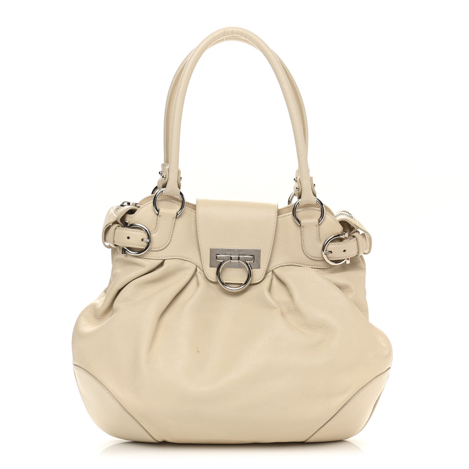 Salvatore Ferragamo Calfskin Vittoria Satchel Ivory 1 of 17