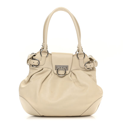 Salvatore Ferragamo Calfskin Vittoria Satchel Ivory 1 of 17