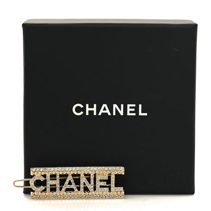 Chanel Crystal CC Logo Hair Clip Barrette Gold 4 of 4
