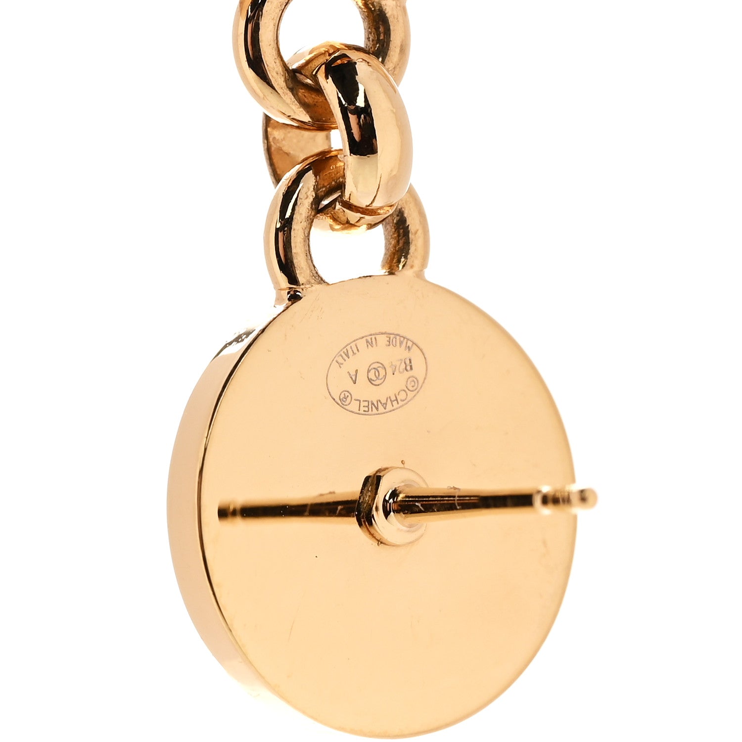 Chanel Metal Enamel Cha-Nel Logo Drop Earrings Gold Black 4 of 5