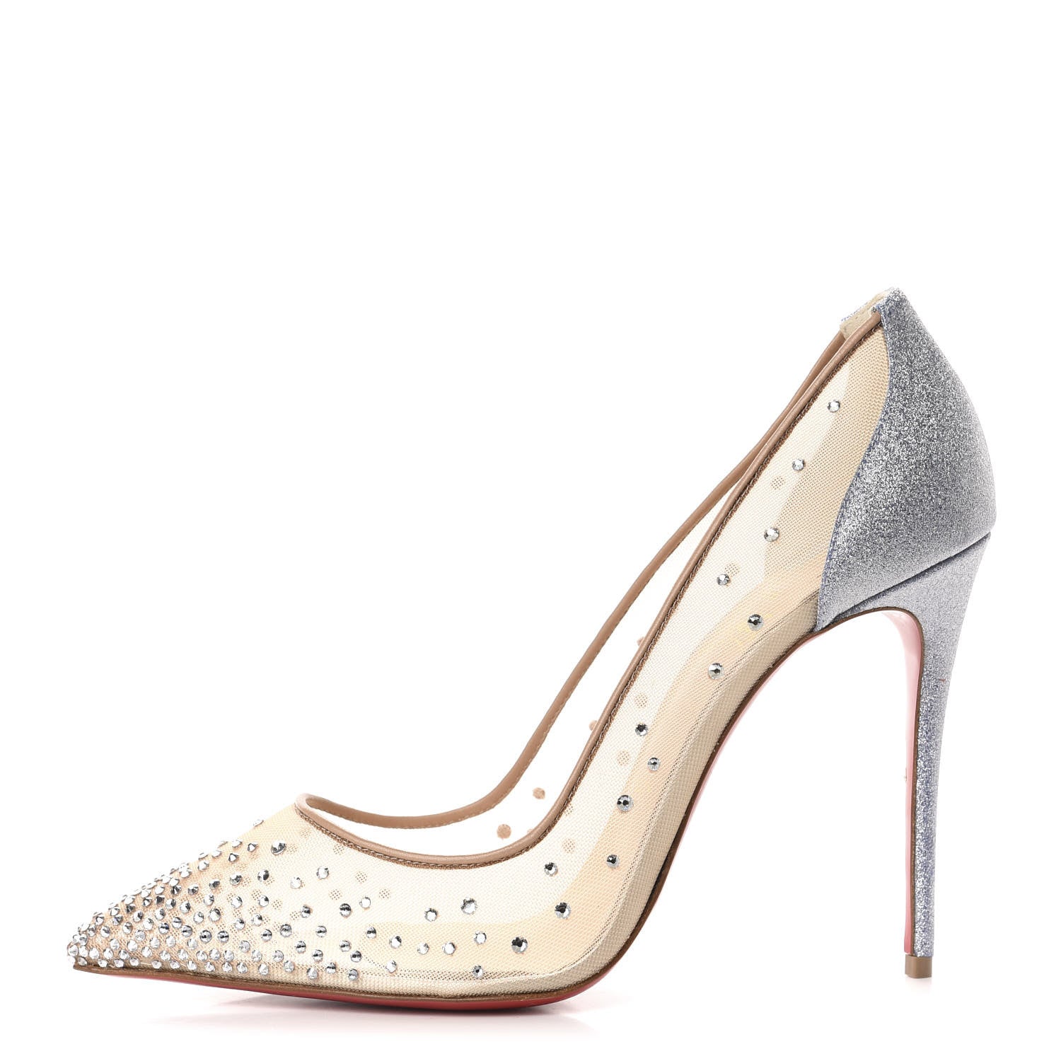Christian Louboutin Rete Glitter Mini Specchio Strass Follies 100 Pumps 39.5 Version Jeans 1 of 9