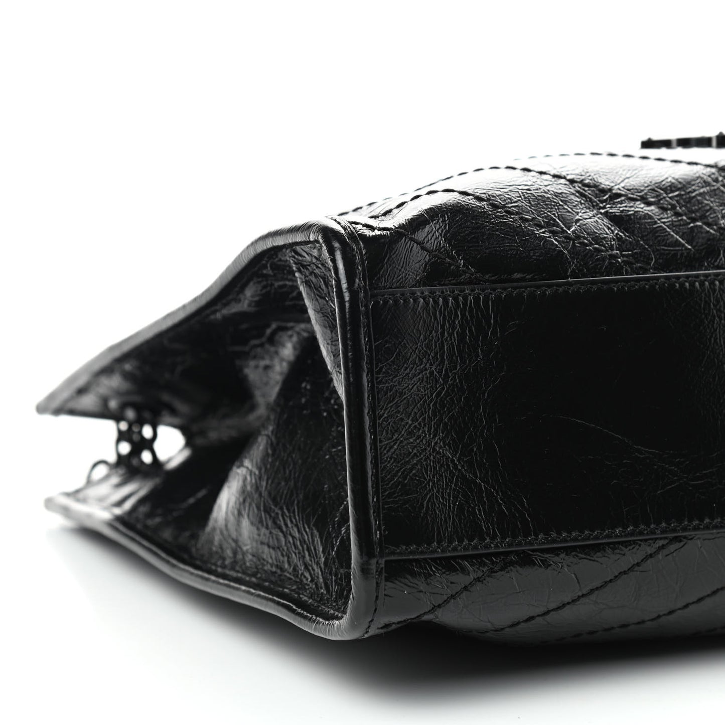 Crinkled Calfskin Matelasse Monogram Medium Niki Shopper Tote Black