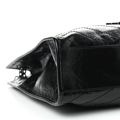 Saint Laurent Crinkled Calfskin Matelasse Monogram Medium Niki Shopper Tote Black 7 of 9