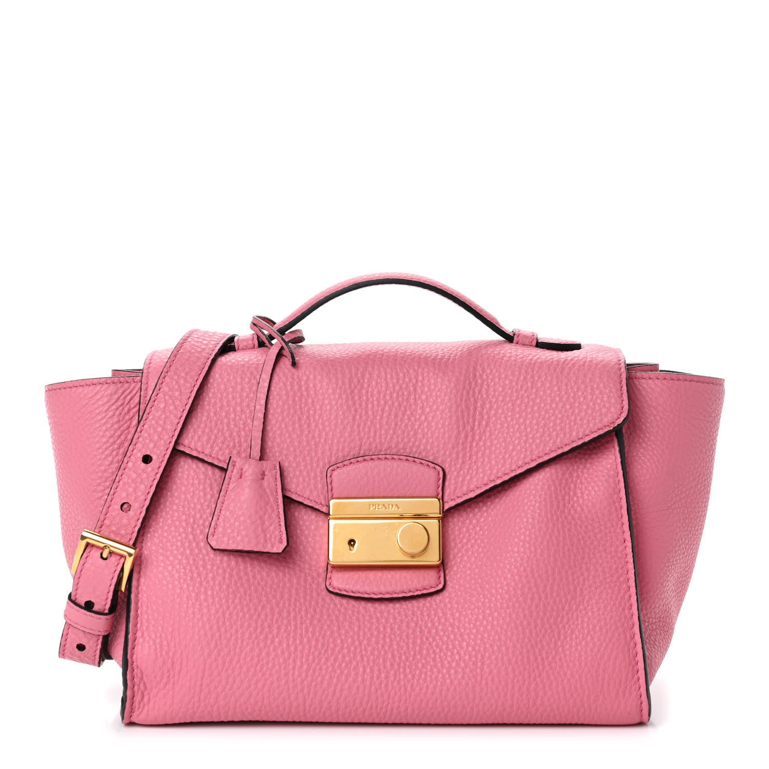Prada Vitello Daino Sound Twin Pocket Satchel Begonia 1 of 4