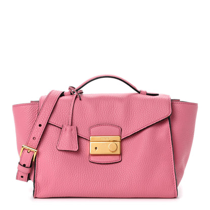 Prada Vitello Daino Sound Twin Pocket Satchel Begonia 1 of 4