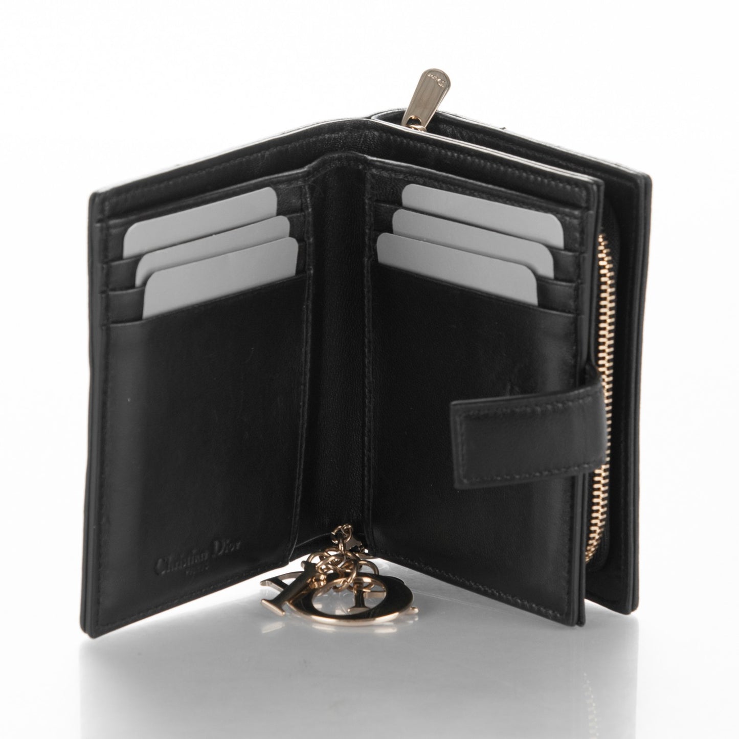Lambskin Cannage Lady Dior Eden Wallet Black