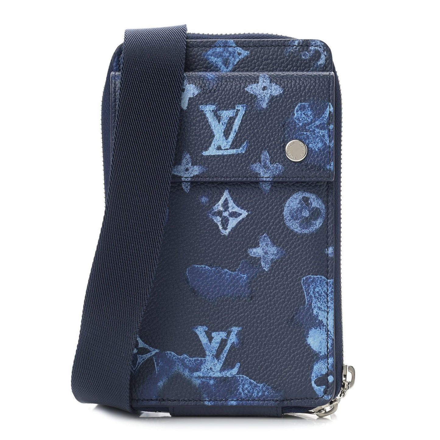 Monogram Ink Watercolor Phone Pouch Blue