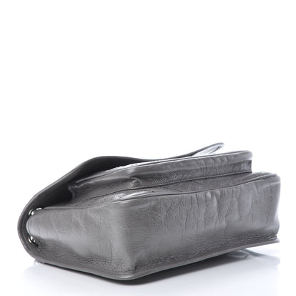 Saint Laurent Crinkled Calfskin Matelasse Monogram Medium Niki Chain Satchel Light Gray 4 of 12