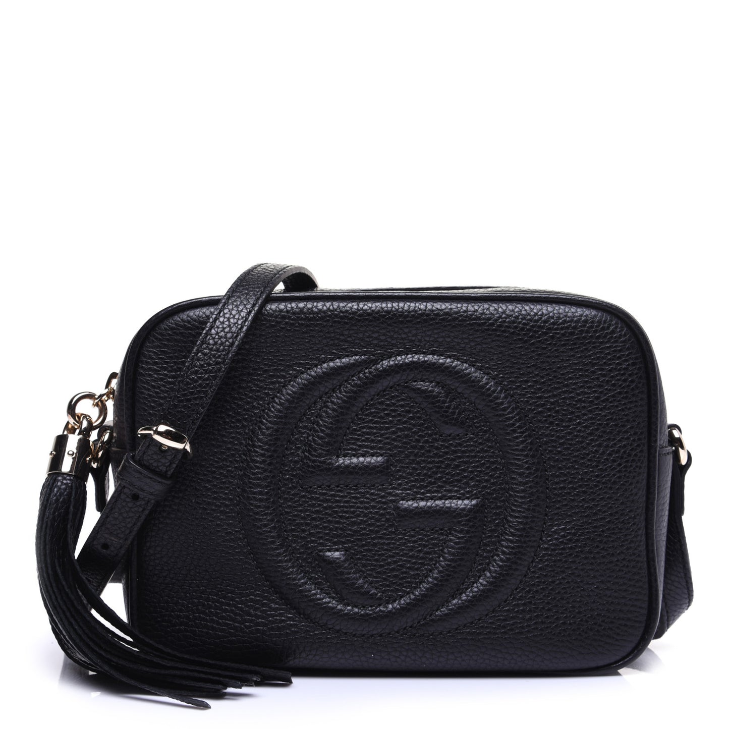 Pebbled Calfskin Small Soho Disco Bag Black