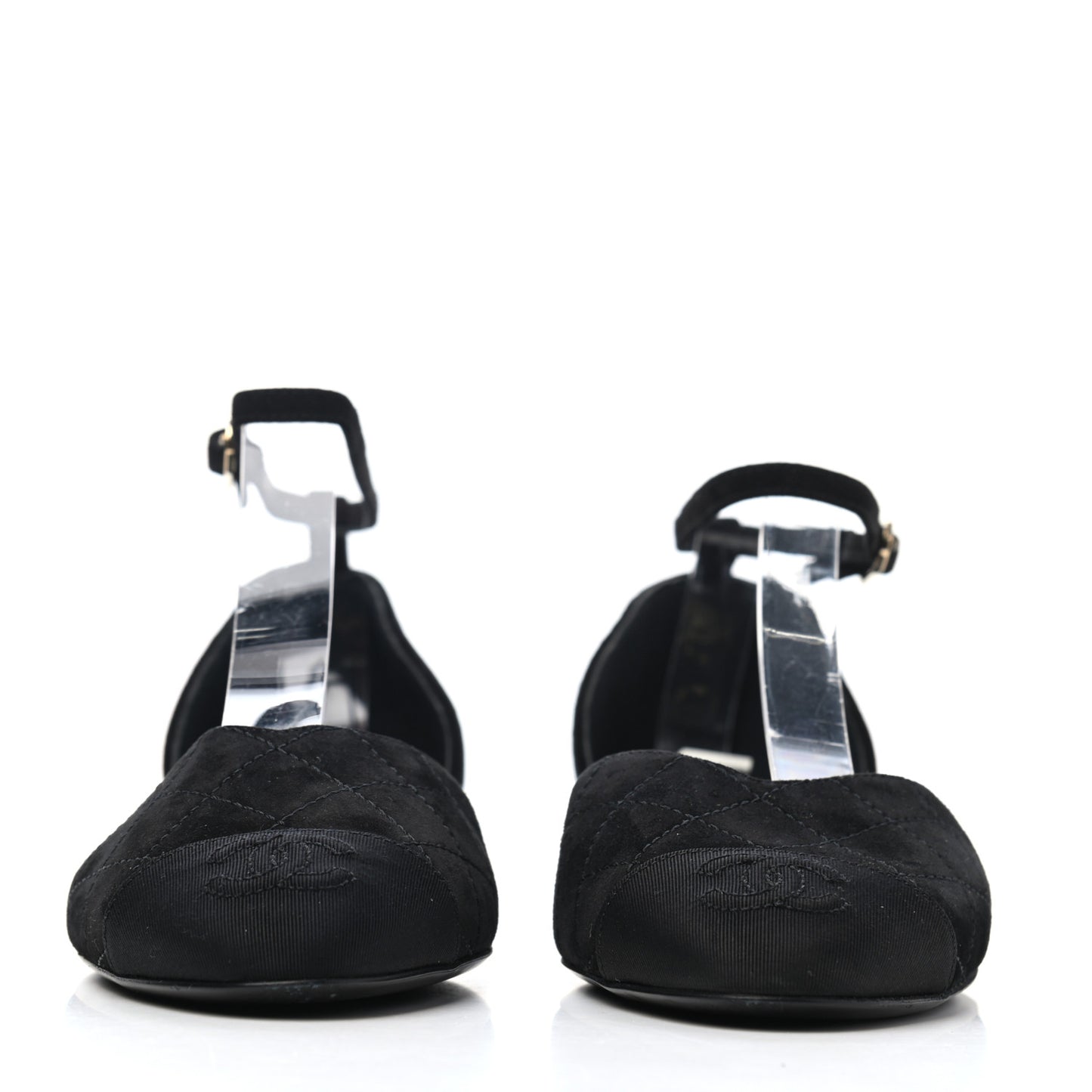 Suede Grosgrain CC Cap Toe Ankle Flat 36 Black