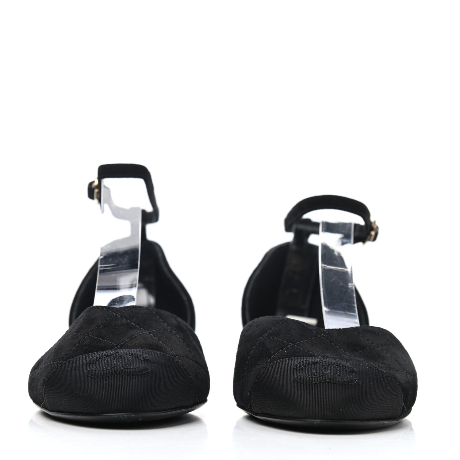 Chanel Suede Grosgrain CC Cap Toe Ankle Flat 36 Black 2 of 4