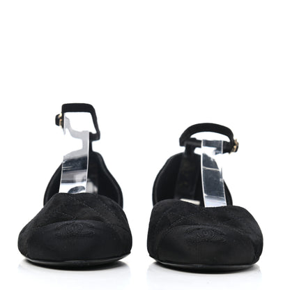 Chanel Suede Grosgrain CC Cap Toe Ankle Flat 36 Black 2 of 4