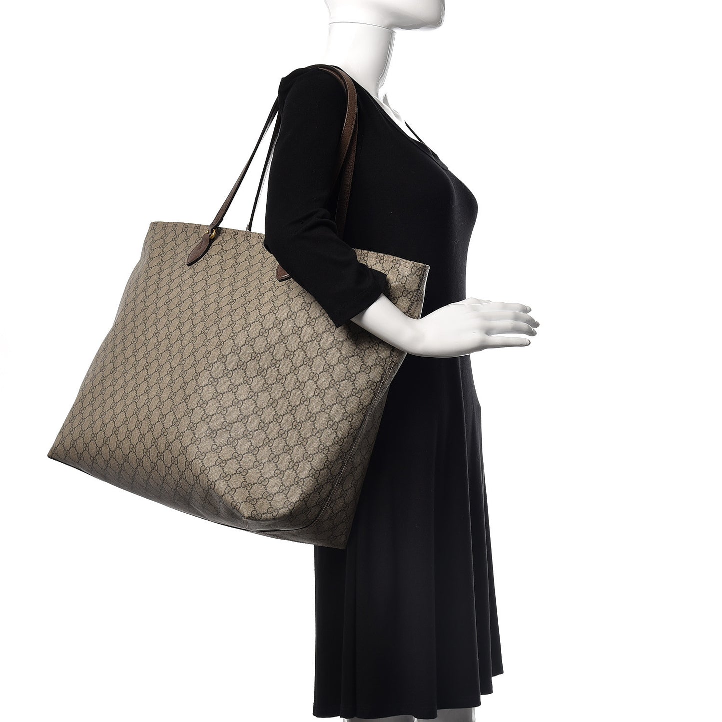 GG Supreme Monogram Large Ophidia Shopping Tote Brown