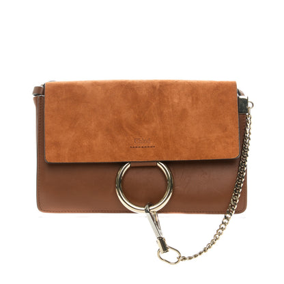 Chloe Suede Calfskin Small Faye Shoulder Bag Tobacco 1 of 8