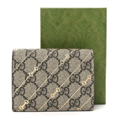 Gucci GG Supreme Monogram Calfskin Horsebit Print Card Case Beige Ebony Light Pink 8 of 8