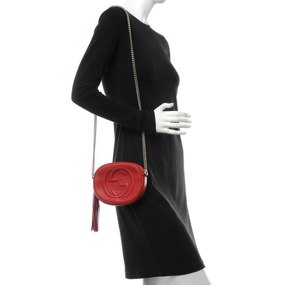 Gucci Pebbled Calfskin Mini Soho Chain Bag Tabasco Red 2 of 10