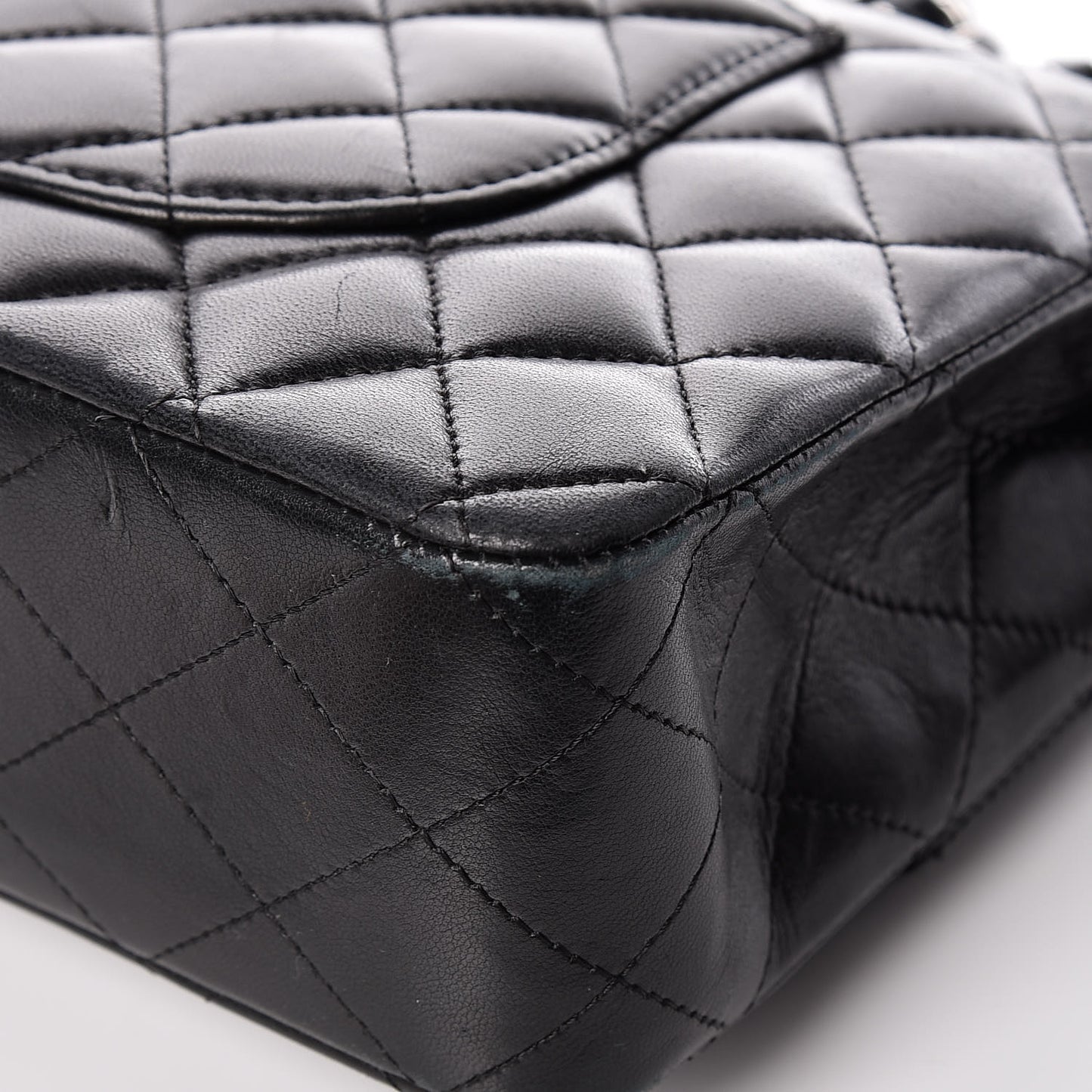 Lambskin Quilted Medium Double Flap Bag Black