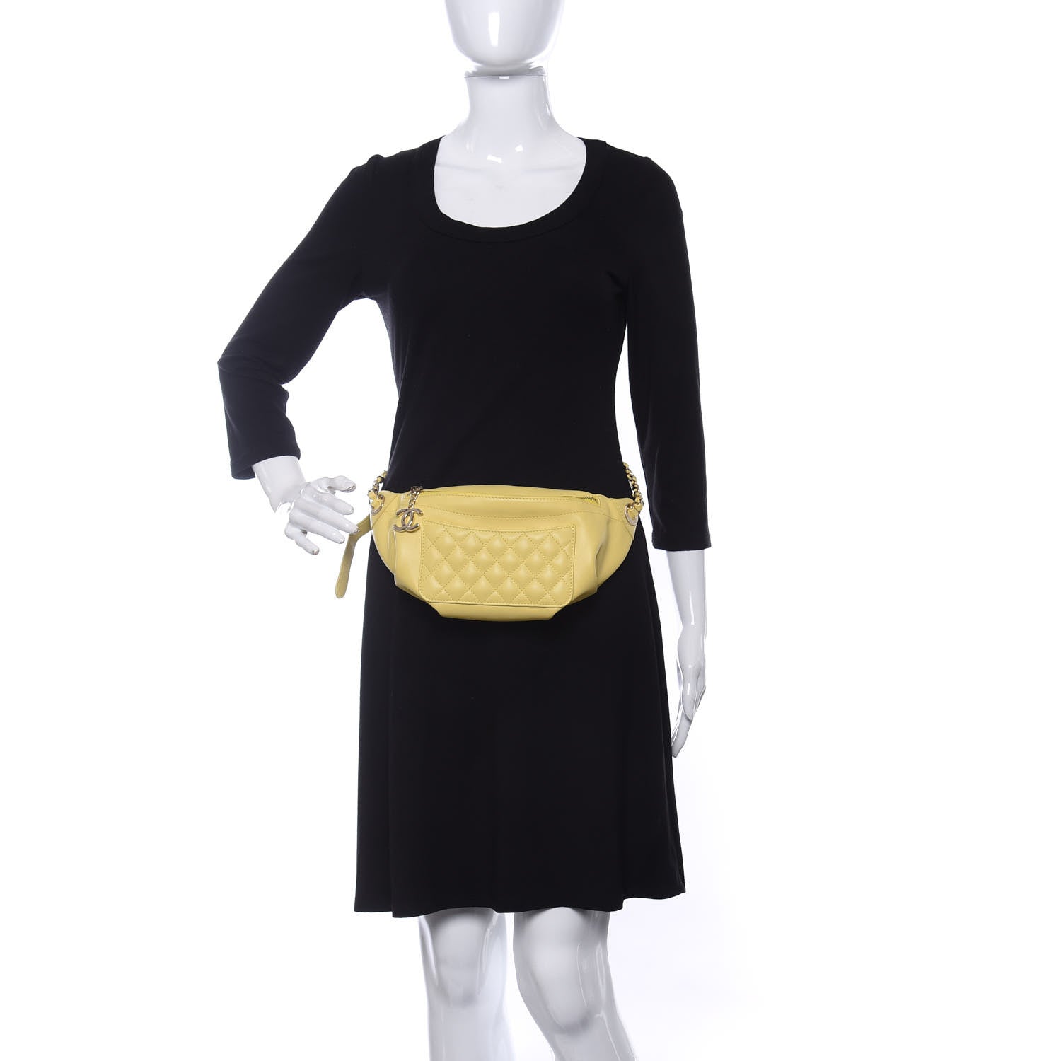 Chanel Lambskin Quilted Waist Belt Bag Yellow 2 of 10