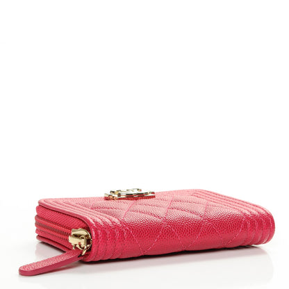 Chanel Caviar Quilted Boy Zip Around Coin Purse Wallet Fuchsia 4 of 7