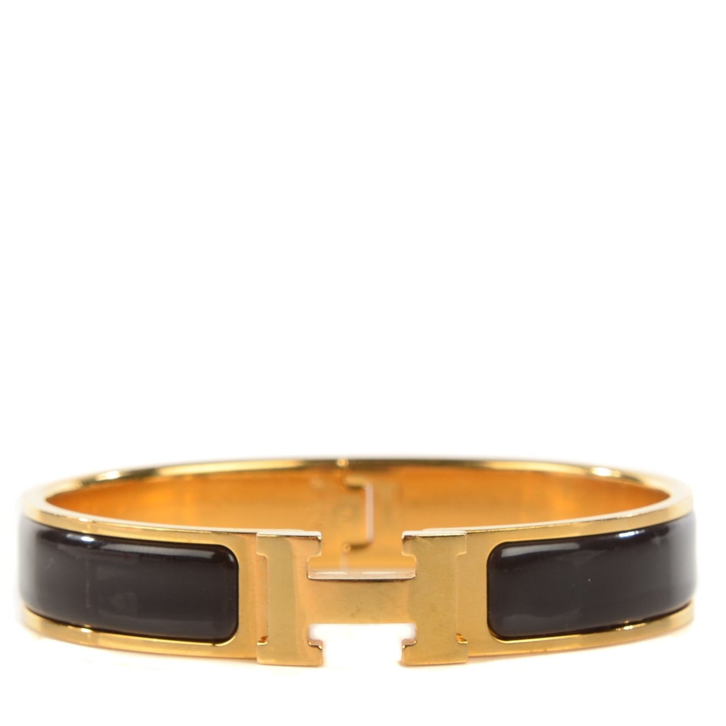 Enamel Narrow Clic Clac H Bracelet GM Chocolate