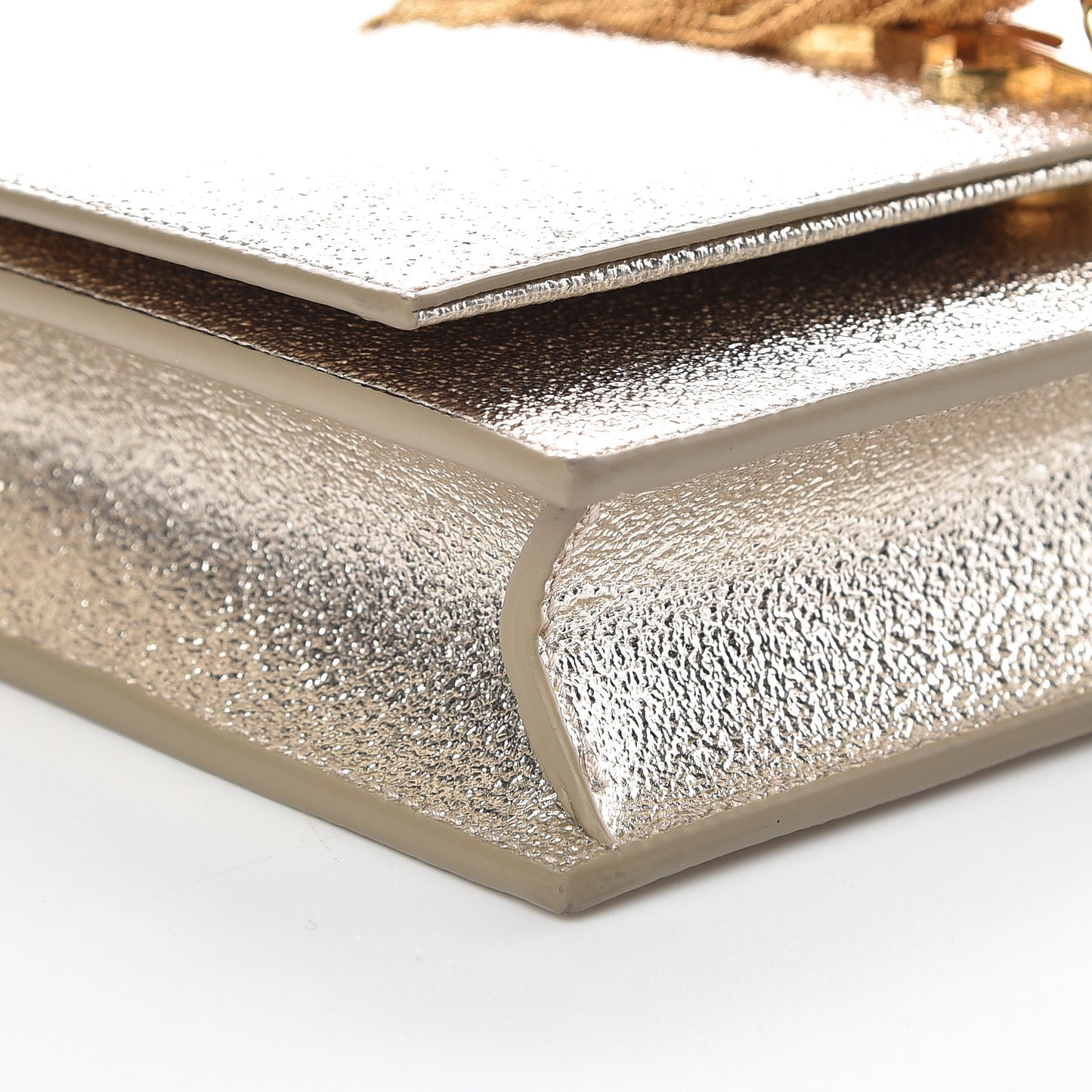 Metallic Calfskin Classic Monogram Kate Tassel Chain Wallet Platine