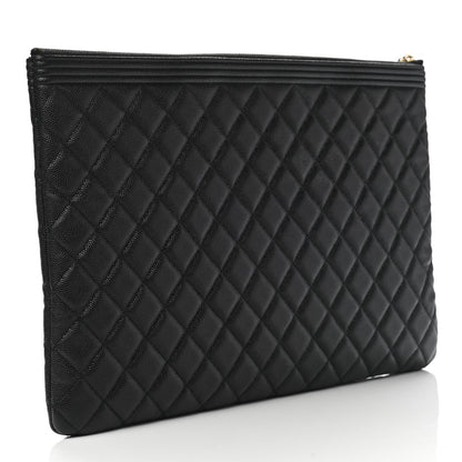 Chanel Caviar Quilted Large Boy Cosmetic Case Black 3 of 7