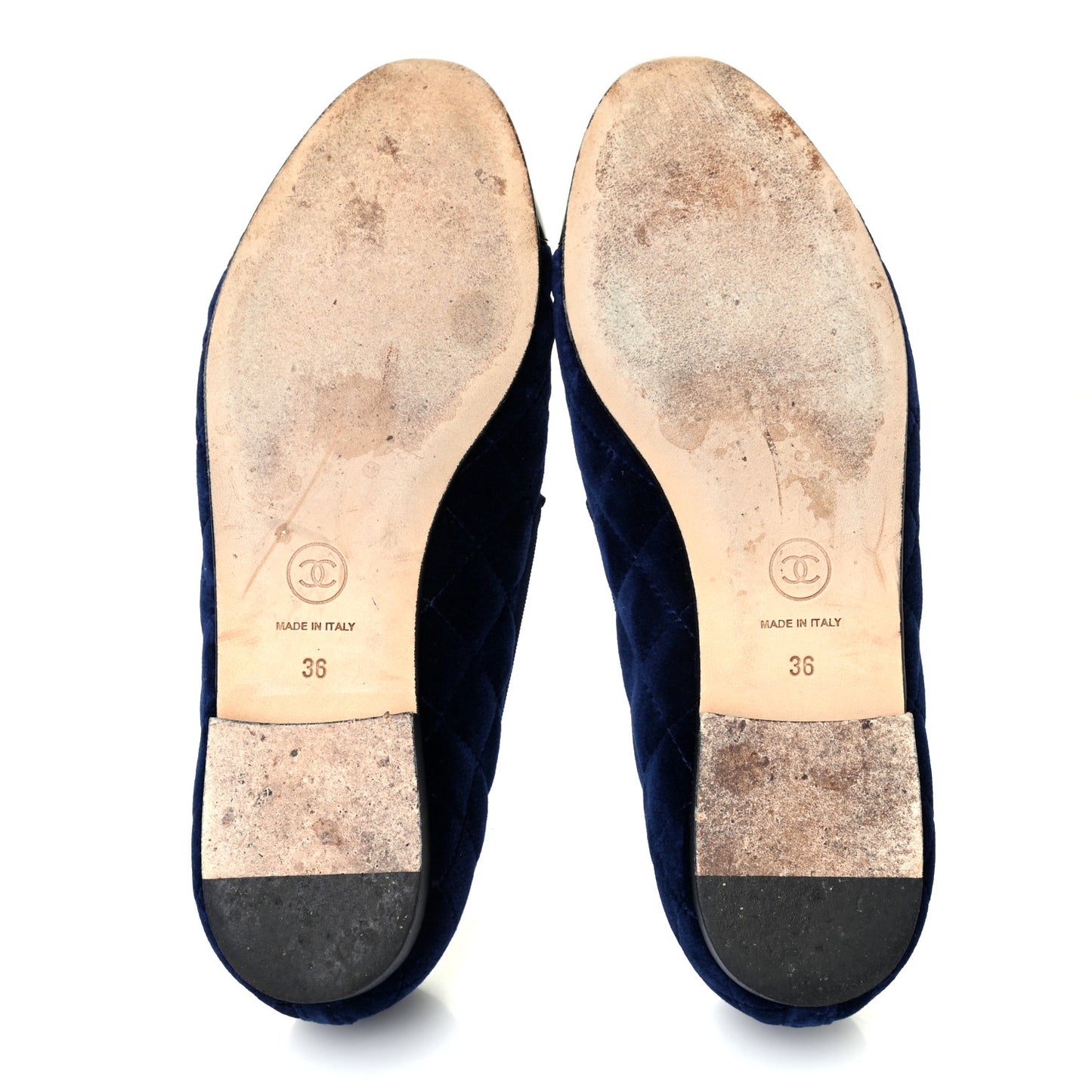Velvet Quilted Cap Toe Womens CC Loafers 36 Blue