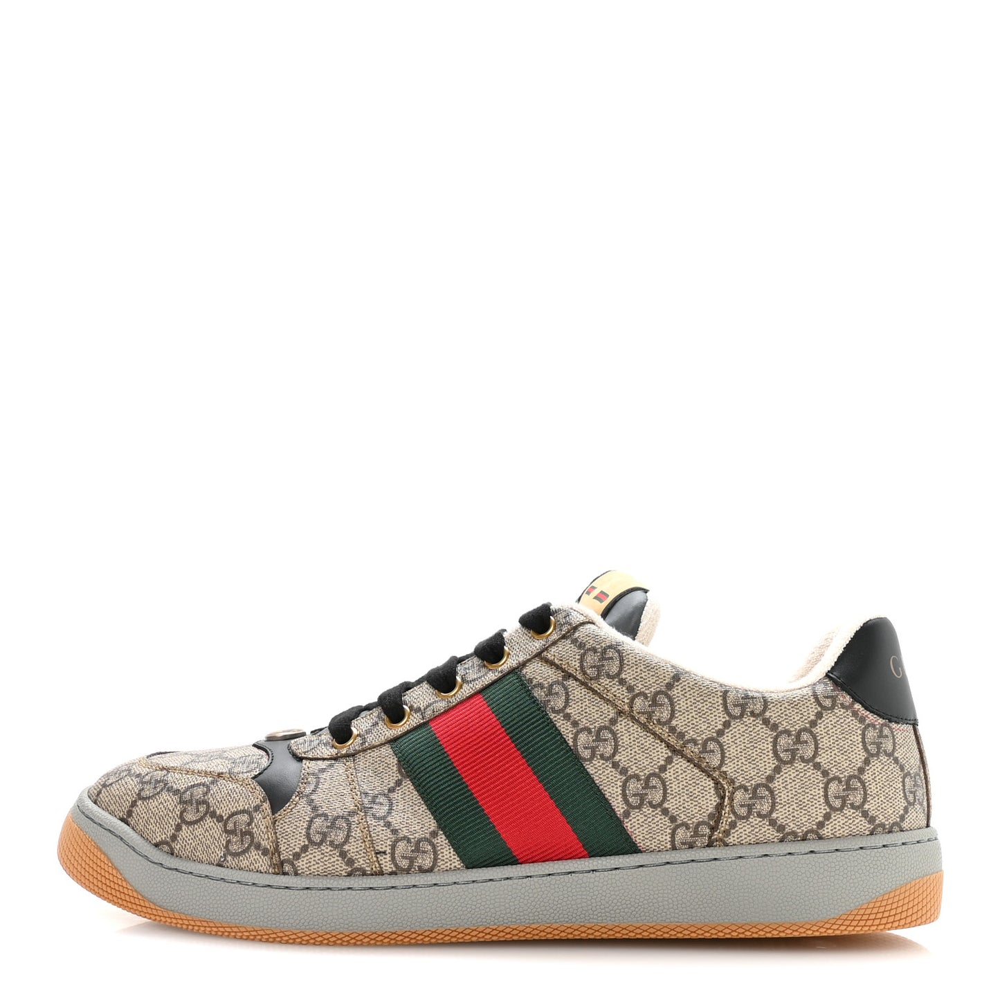 GG Supereme Monogram Miro Soft Calfskin Web Mens Screener Sneakers 10.5 Beige Ebony Black New Platinum