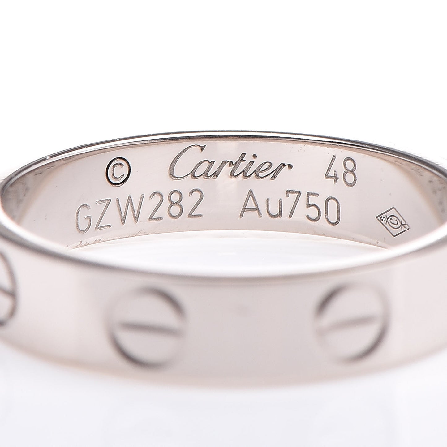 18K White Gold 3.5mm LOVE Wedding Band Ring 48 4.5