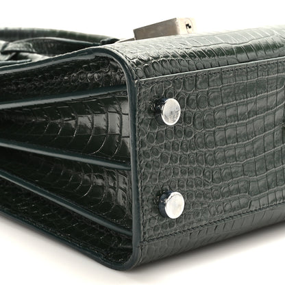 Saint Laurent Calfskin Crocodile Embossed Nano Sac De Jour Dark Green 15 of 20