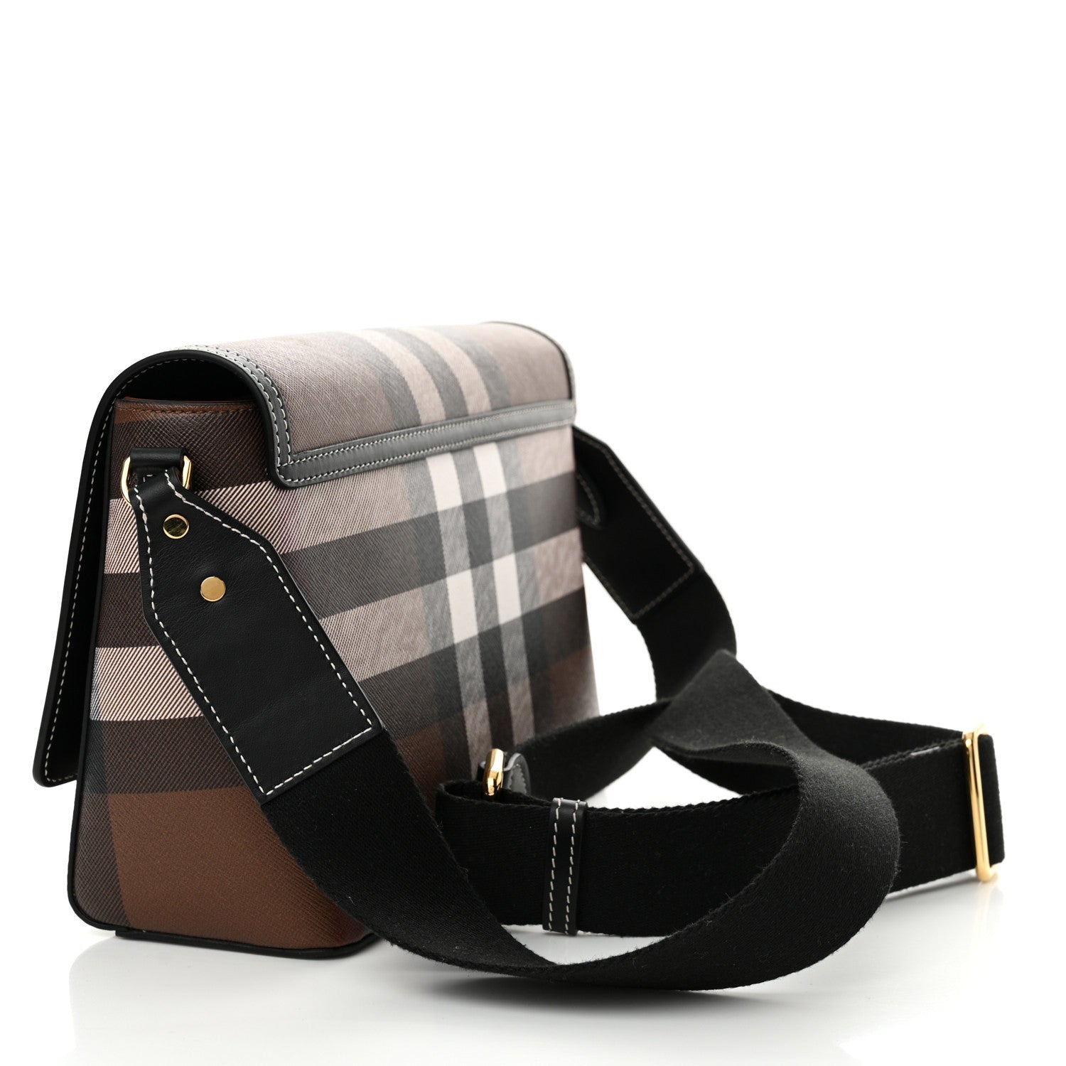 Burberry Calfskin Giant Check E-Canvas Note Crossbody Bag Dark Birch Brown 3 of 11