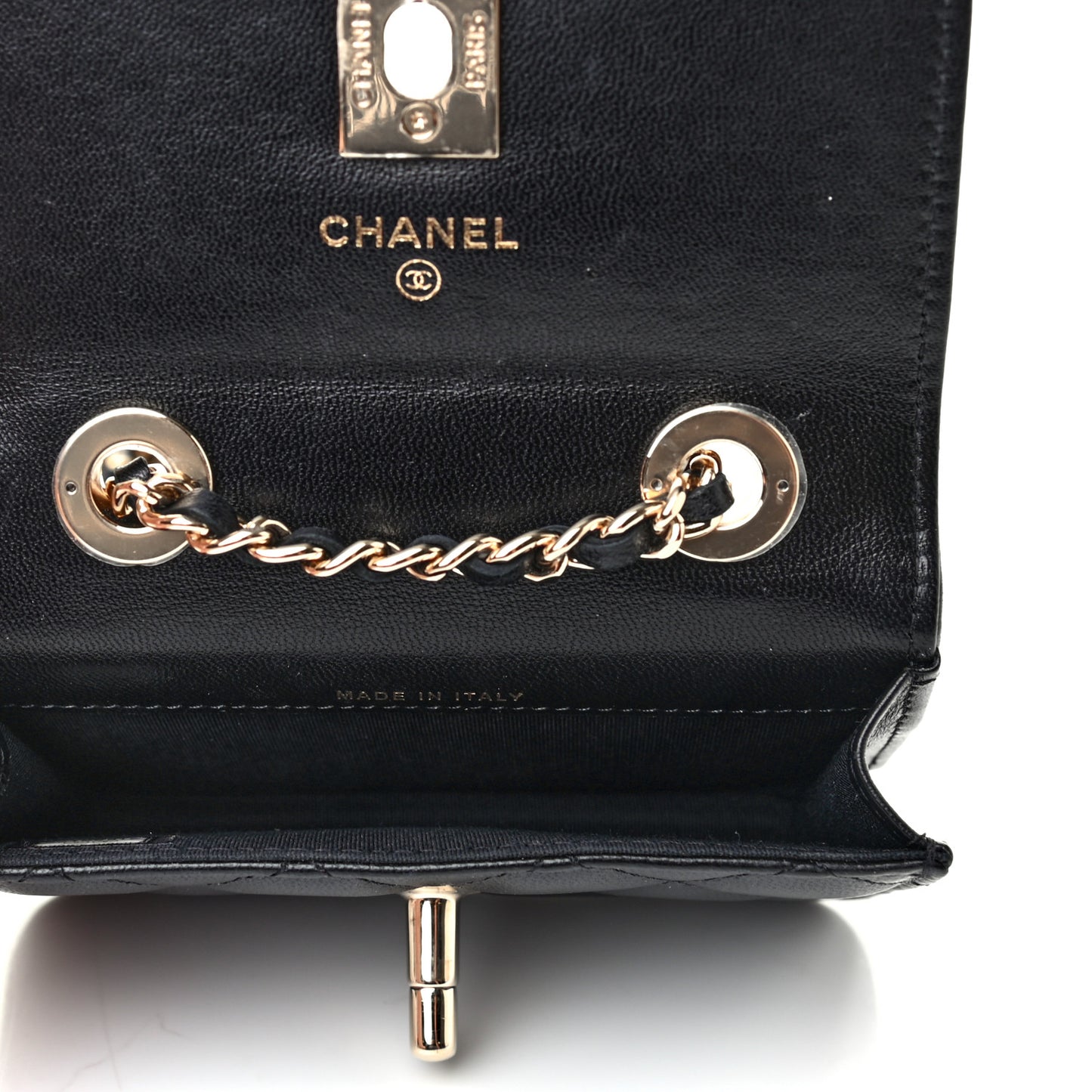 Lambskin Quilted Trendy CC Card Holder On Chain Black