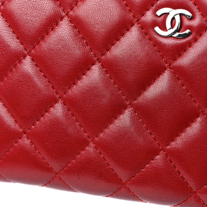 Chanel Lambskin Quilted Gusset Zip Around Wallet Red 20 of 25
