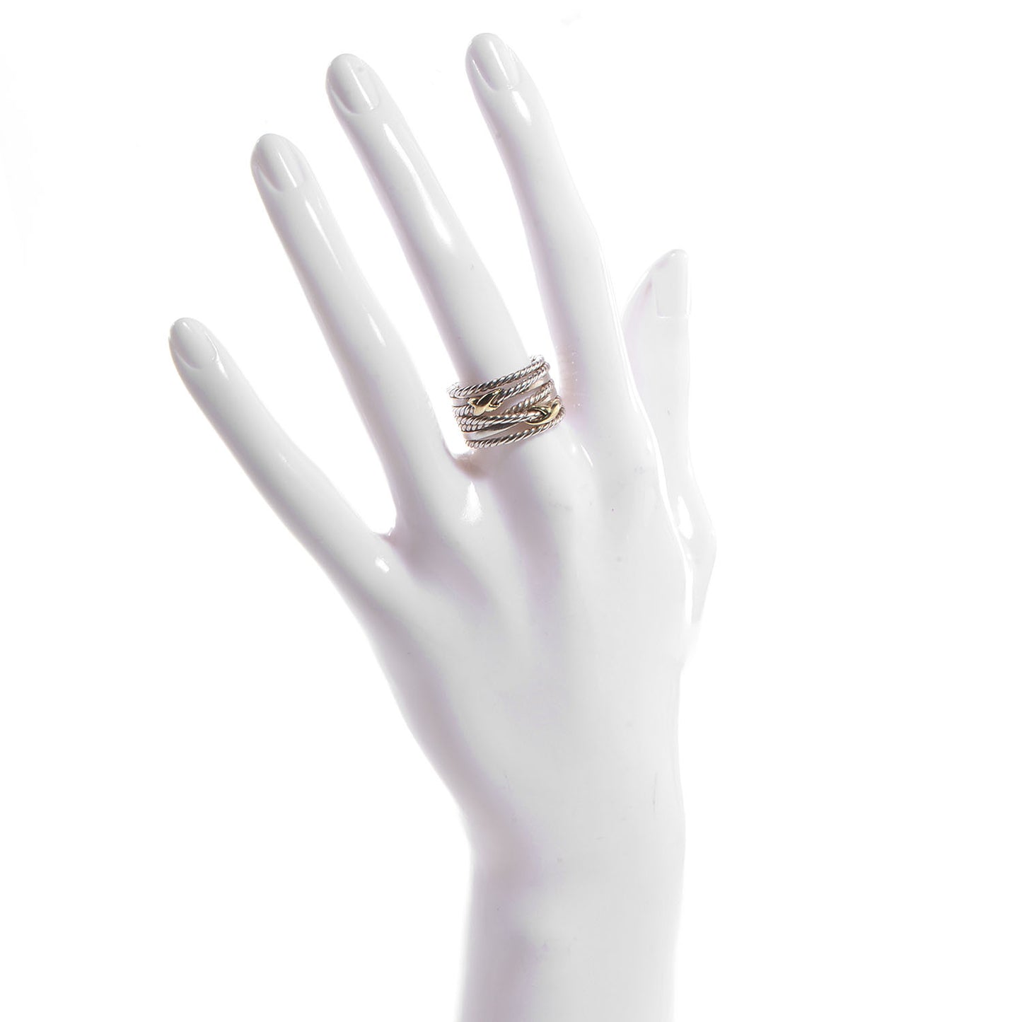 Sterling Silver 18K Yellow Gold Double X Crossover Ring 52 6