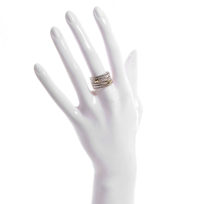 David Yurman Sterling Silver 18K Yellow Gold Double X Crossover Ring 52 6 2 of 7