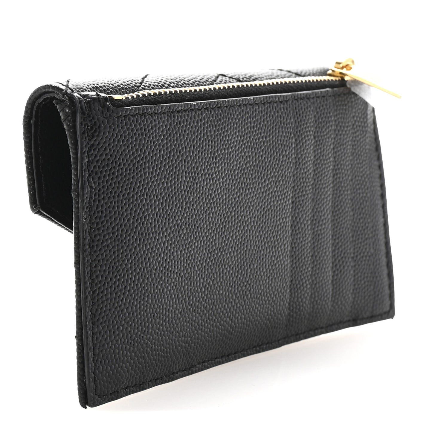 Grain De Poudre Matelasse Chevron Monogram Compact Wallet Black