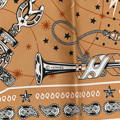 Hermes Silk Chorus Stellarum Bandana Scarf 55 Beige Dore White 3 of 4