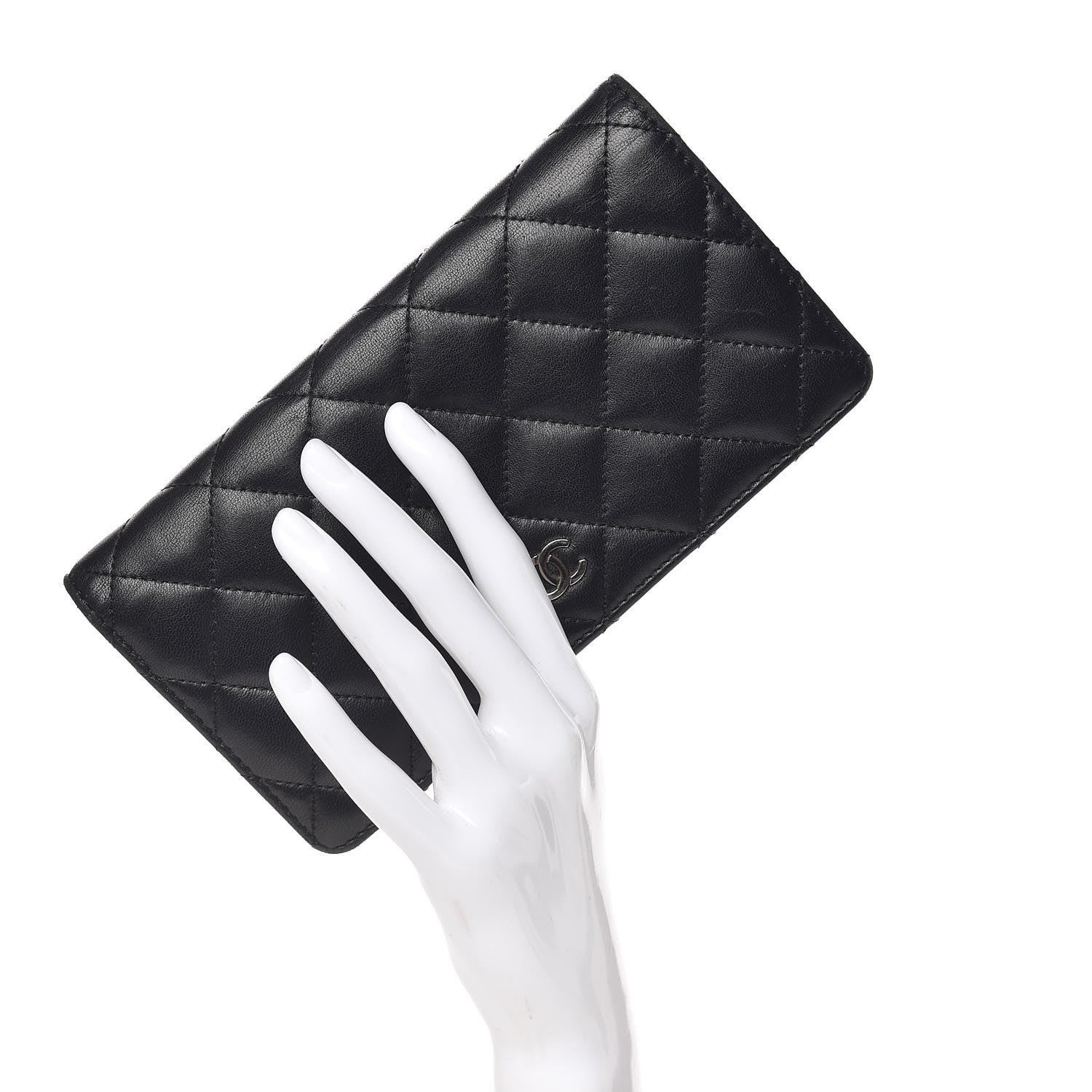 Chanel Lambskin Quilted Yen Wallet Black 2 of 13