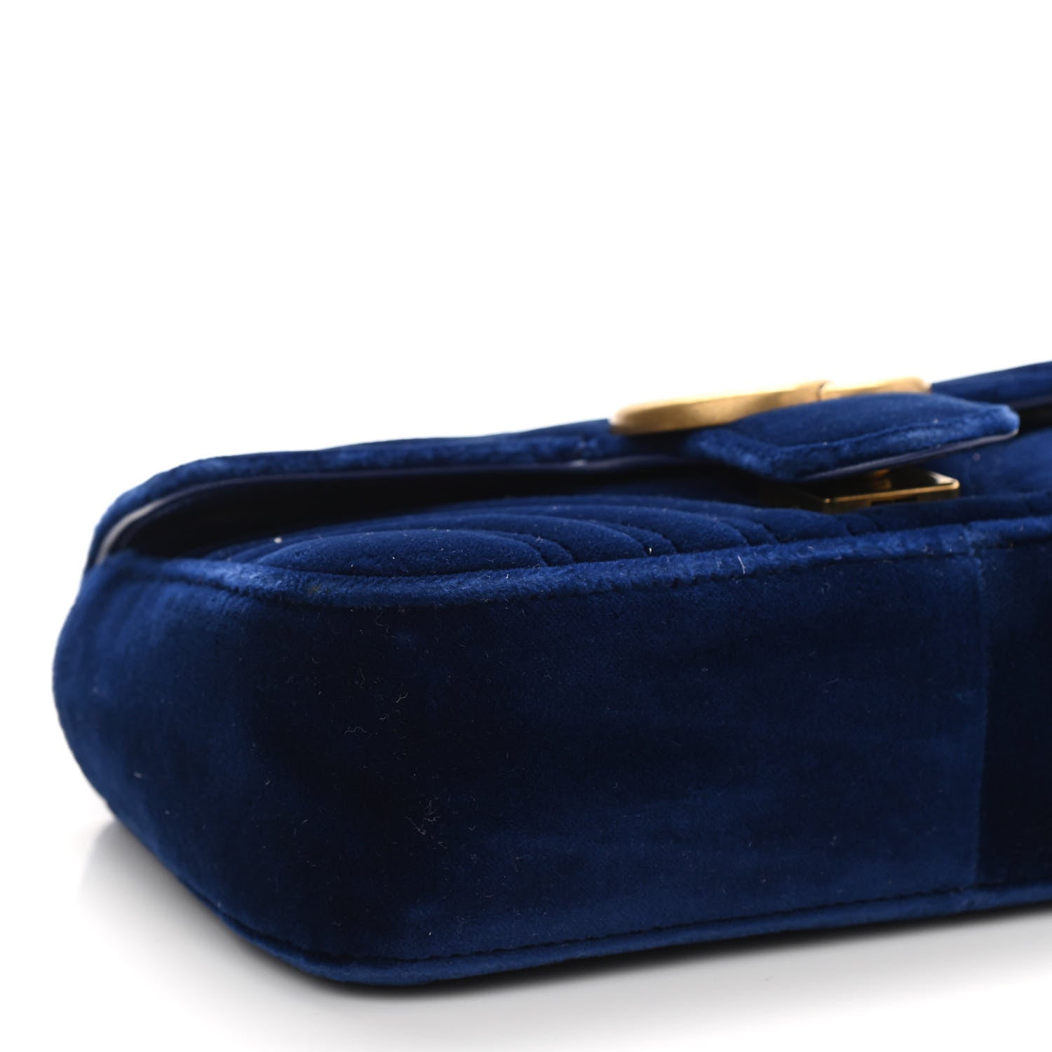 Gucci Velvet Matelasse Mini GG Marmont Shoulder Bag Cobalt Blue 9 of 10