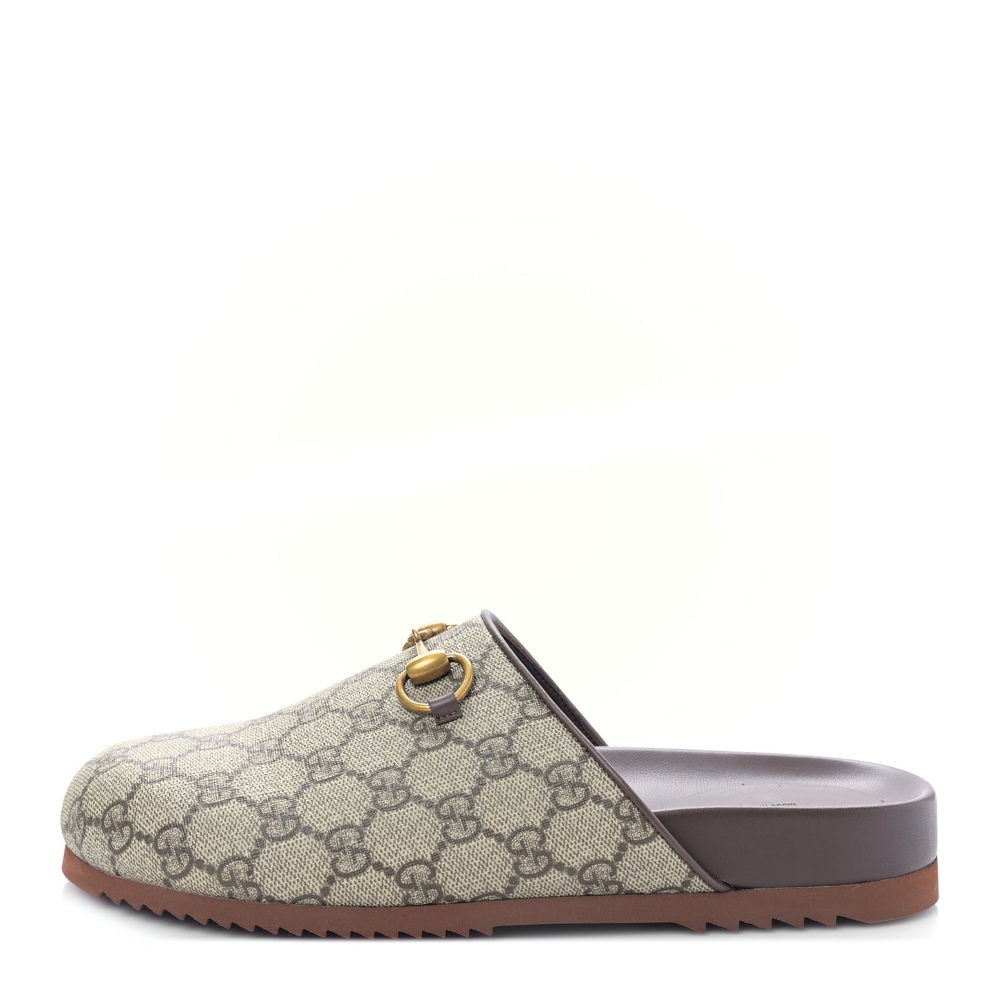 GG Supreme Monogram Miro Soft Calfskin Womens Horsebit Slippers 39 Beige Ebony New Acero