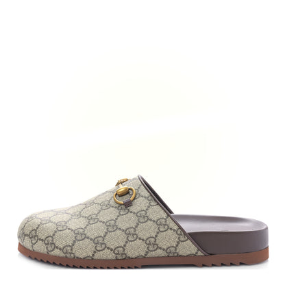 Gucci GG Supreme Monogram Miro Soft Calfskin Womens Horsebit Slippers 39 Beige Ebony New Acero 1 of 9