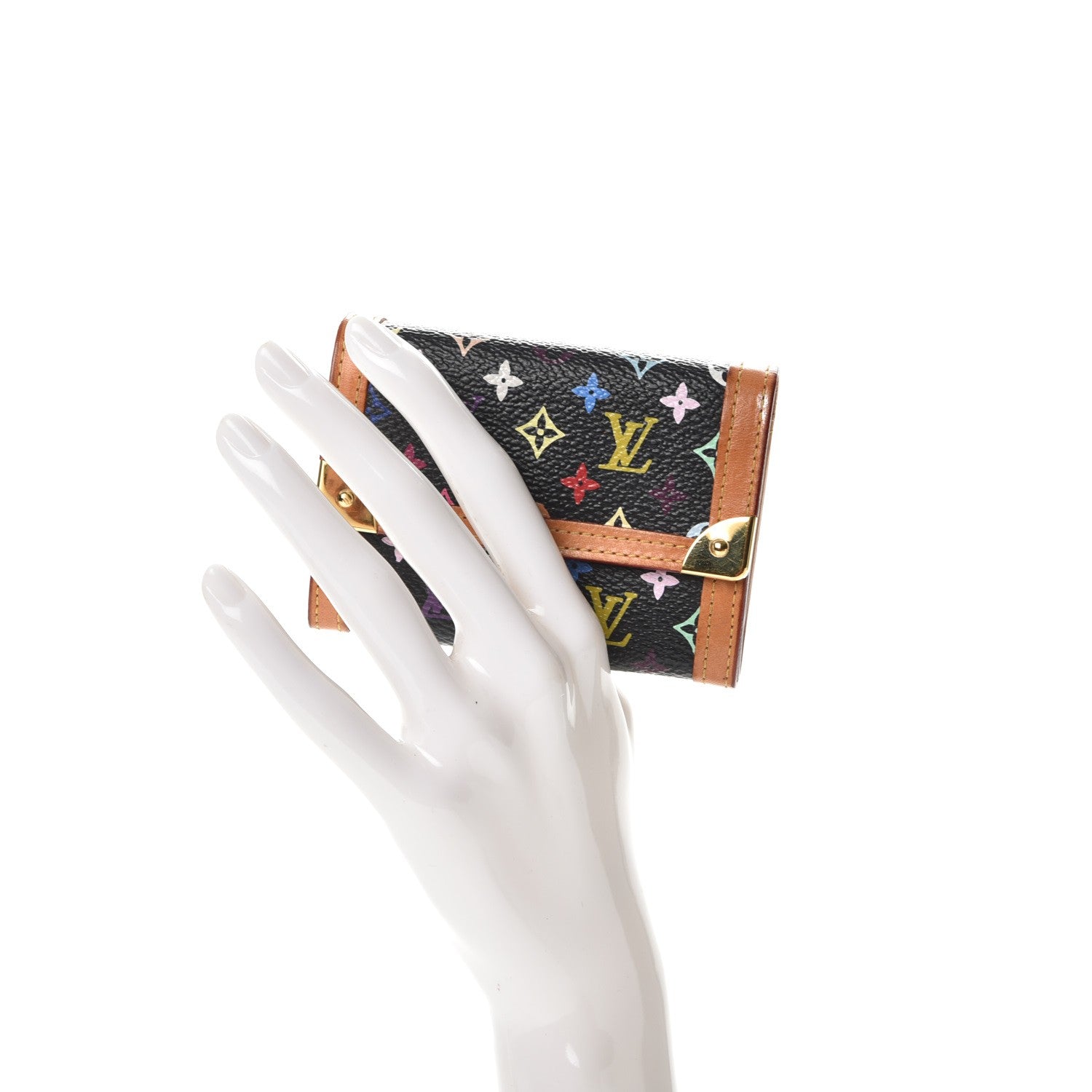 Louis Vuitton Monogram Multicolor Porte-Monnaie Plat Coin Purse Black 2 of 8
