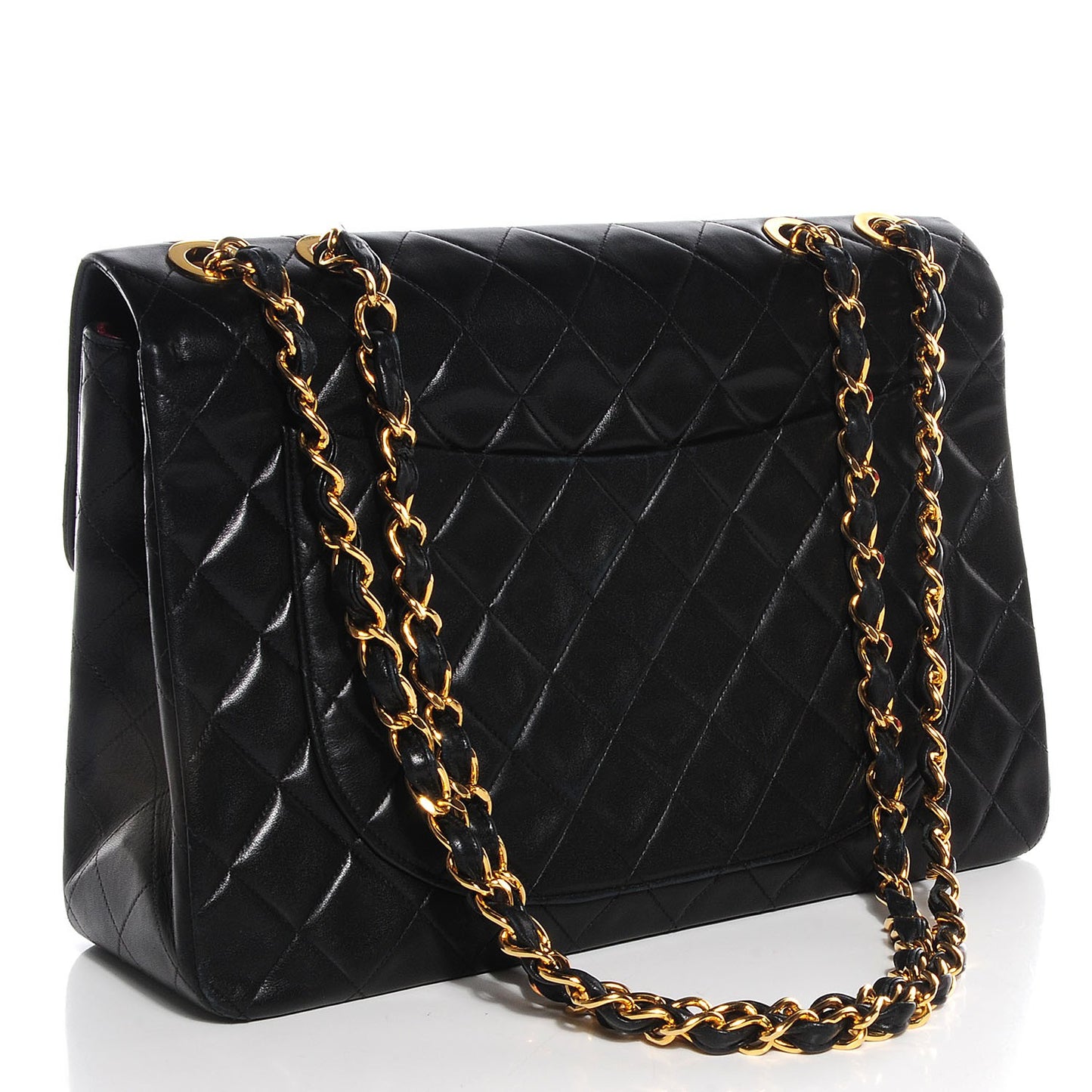 Lambskin Quilted XL Jumbo Flap Black