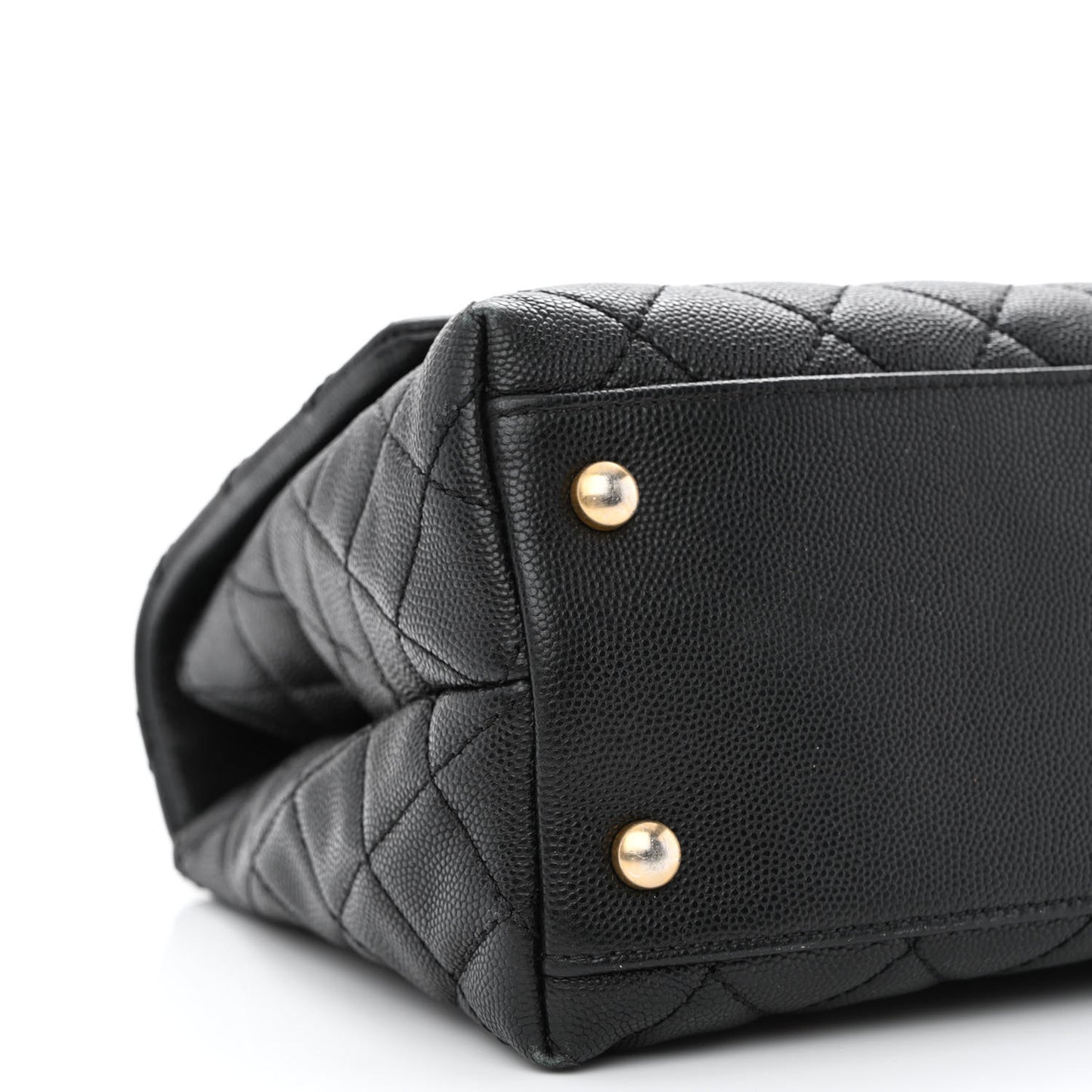 Caviar Lizard Embossed Quilted Small Coco Handle Flap Black