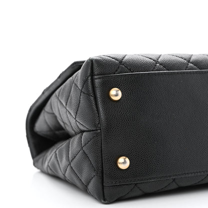 Chanel Caviar Lizard Embossed Quilted Small Coco Handle Flap Black 10 of 11