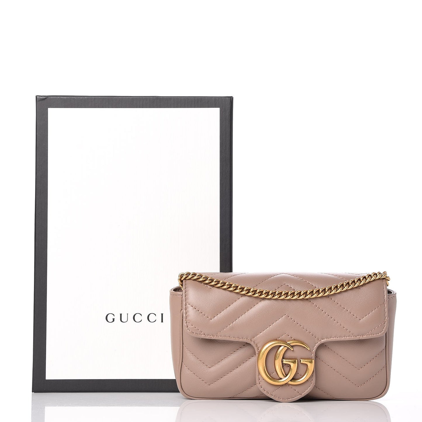Calfskin Matelasse Super Mini GG Marmont Shoulder Bag Porcelain Rose
