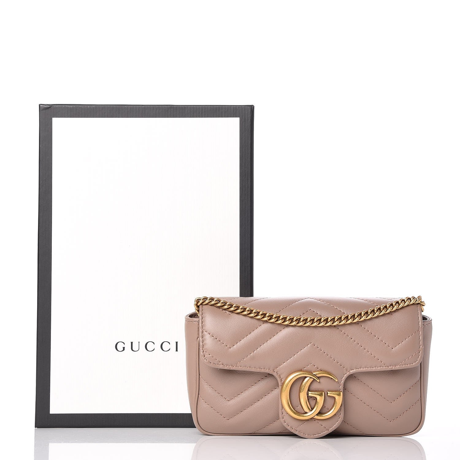 Gucci Calfskin Matelasse Super Mini GG Marmont Shoulder Bag Porcelain Rose 9 of 9